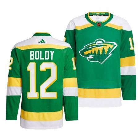 Minnesota Wild tröja Matthew Boldy 12 Adidas 2022-23 Grön Reverse Retro 2.0 Authentic - NHL Tröjor Herr